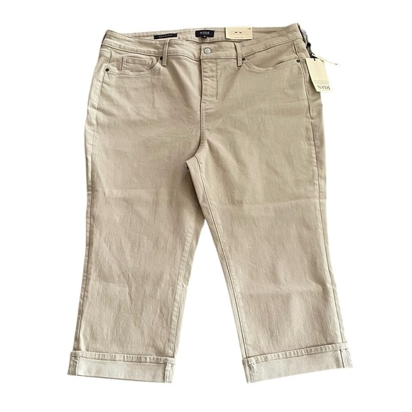 NYDJ Marilyn Straight Crop Cuffs Stylish Beige Pants Size 18 - Picture 6 of 9